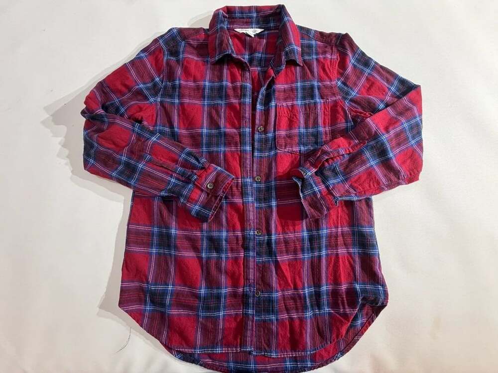 Old Navy Red Blue Plaid Flannel Classic Shirt L
